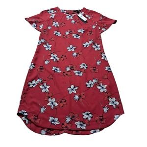 NWT Banana Republic Factory Dress Women's‎ 8 Red Short Sleeve Knee Length Floral